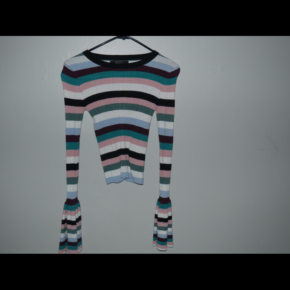 Striped bell sleeve top
